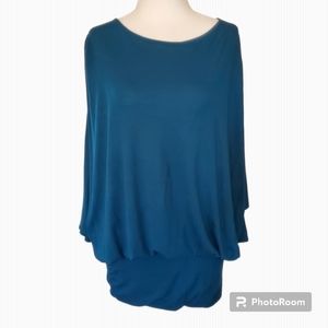 Woman's Teal Plunging Back Dress